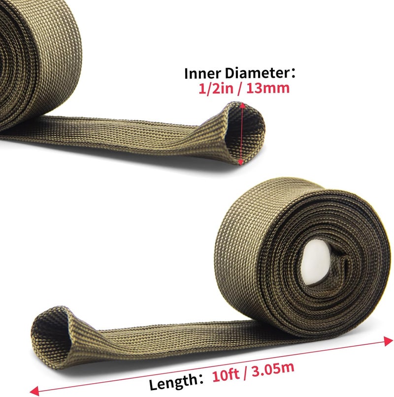 AggSound Heat Shield Sleeve 1/2" ID X 10' - Fuel Line Hose Protector for Car Spark Plug Wire Heat Shield Wrap Automotive Insulation Protection Boots Roll, Brake Cable, Hose & Wire Loom Cover, Titanium - Image 2